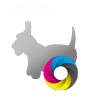 Fenster-Klebefolie 4/0 farbig bedruckt in Hund-Form konturgeschnitten