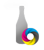 Firmenschild in Flasche-Form konturgefräst, einseitig 4/0-farbig bedruckt