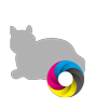 Plakat statisch haftend 4/0 farbig bedruckt in Katze-Form konturgeschnitten